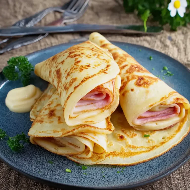 Deftige Pfannkuchen mit Käse Schinken Füllung