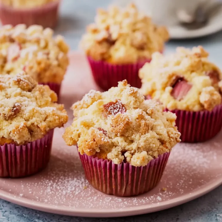 Rhabarber Muffins mit Streuseln
