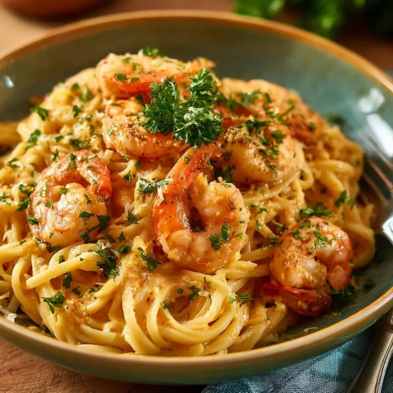 Cremige Knoblauch Garnelen Pasta