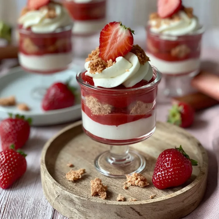 Erdbeer Rhabarber Trifle im Glas