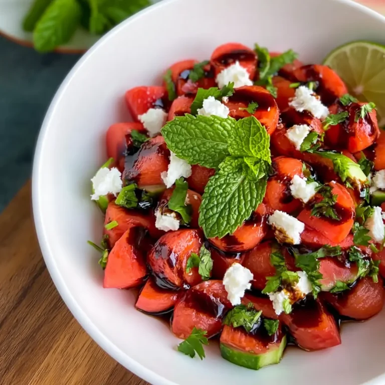 Gekühlter Wassermelonensalat mit Balsamicoessig