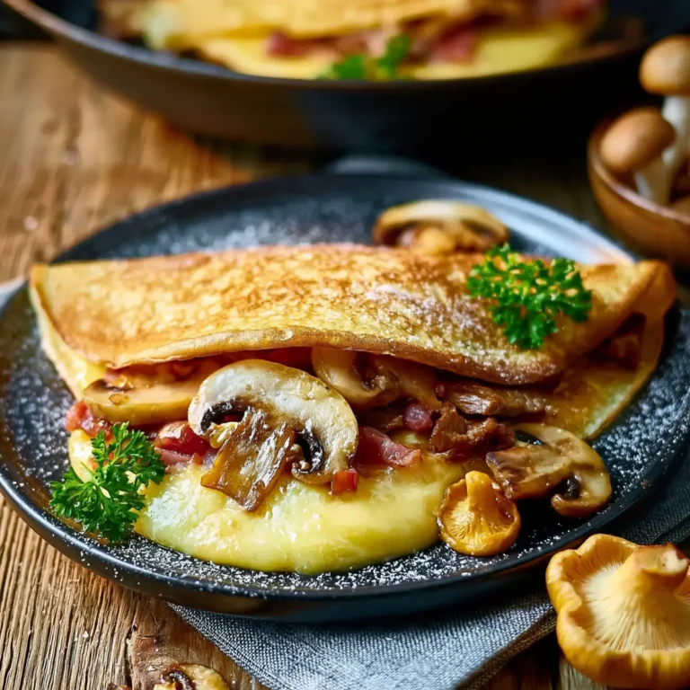 Herzhafte Pfannkuchen mit cremiger Pilzfüllung