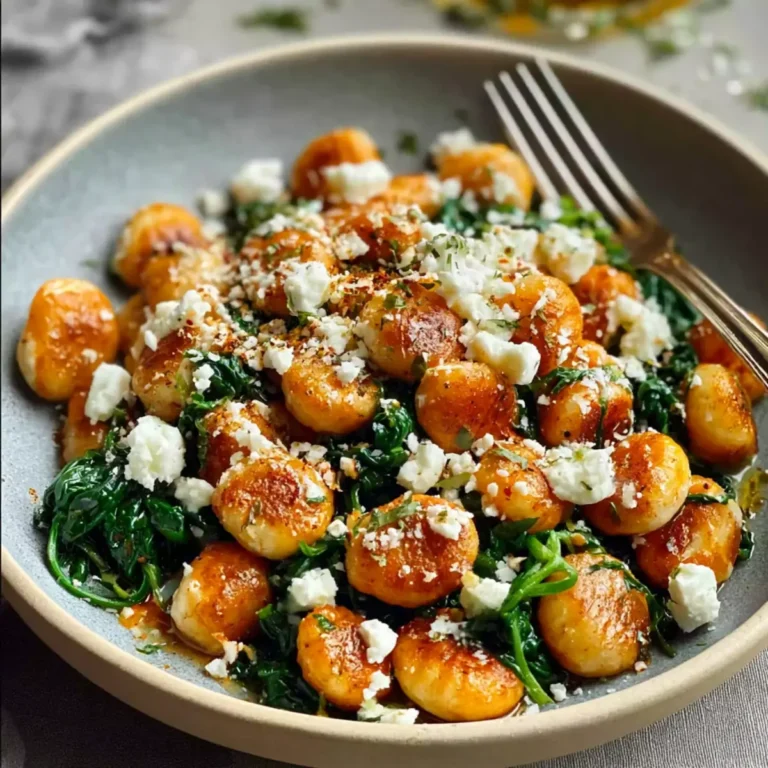 Knusprige Gnocchi mit Spinat und Feta