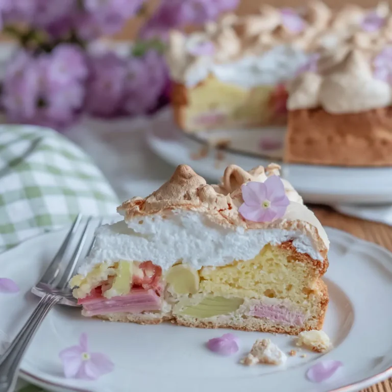 Omas Rhabarberkuchen mit Baiser und Rührteig
