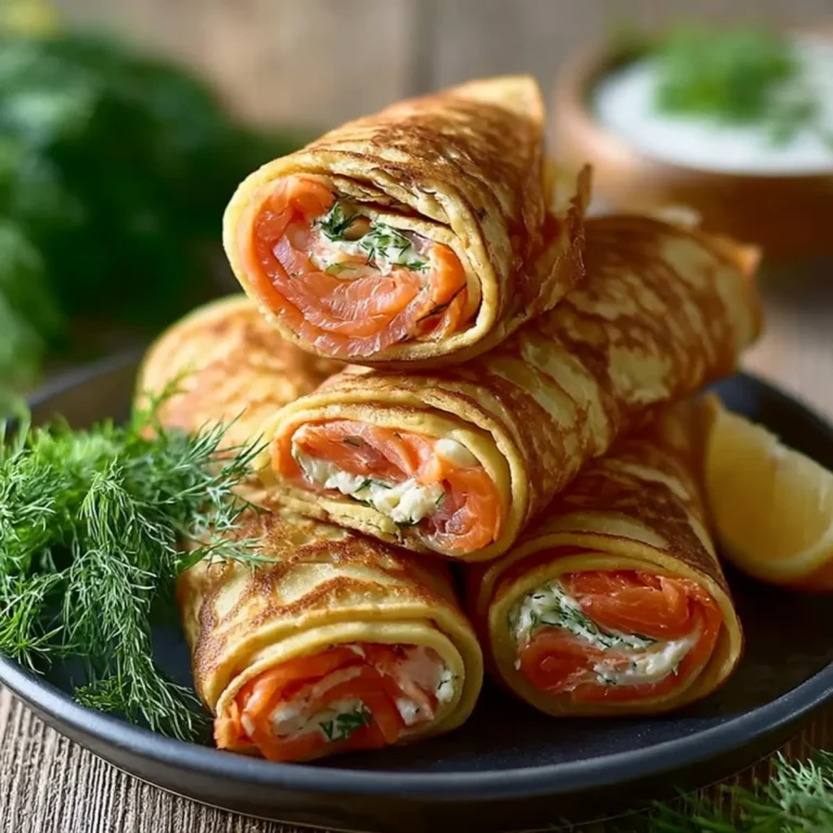 Pfannkuchen Wraps mit Lachs & Frischkäse