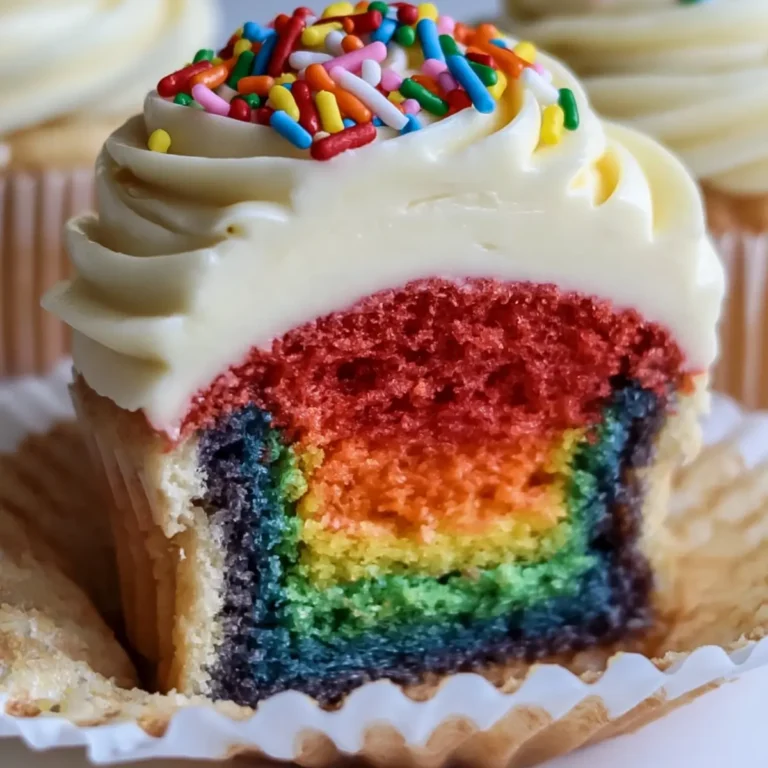 Regenbogen Cupcakes mit Überraschungsfüllung
