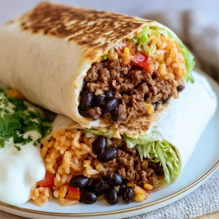 Rindfleisch Burrito mit Bohnen und Reis