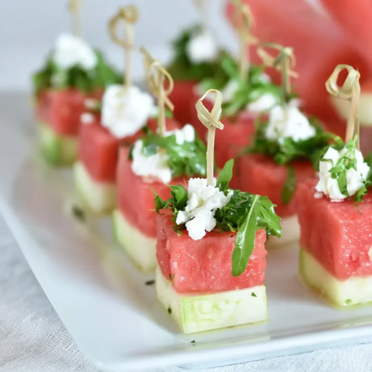 Wassermelone Rucola Salat Häppchen