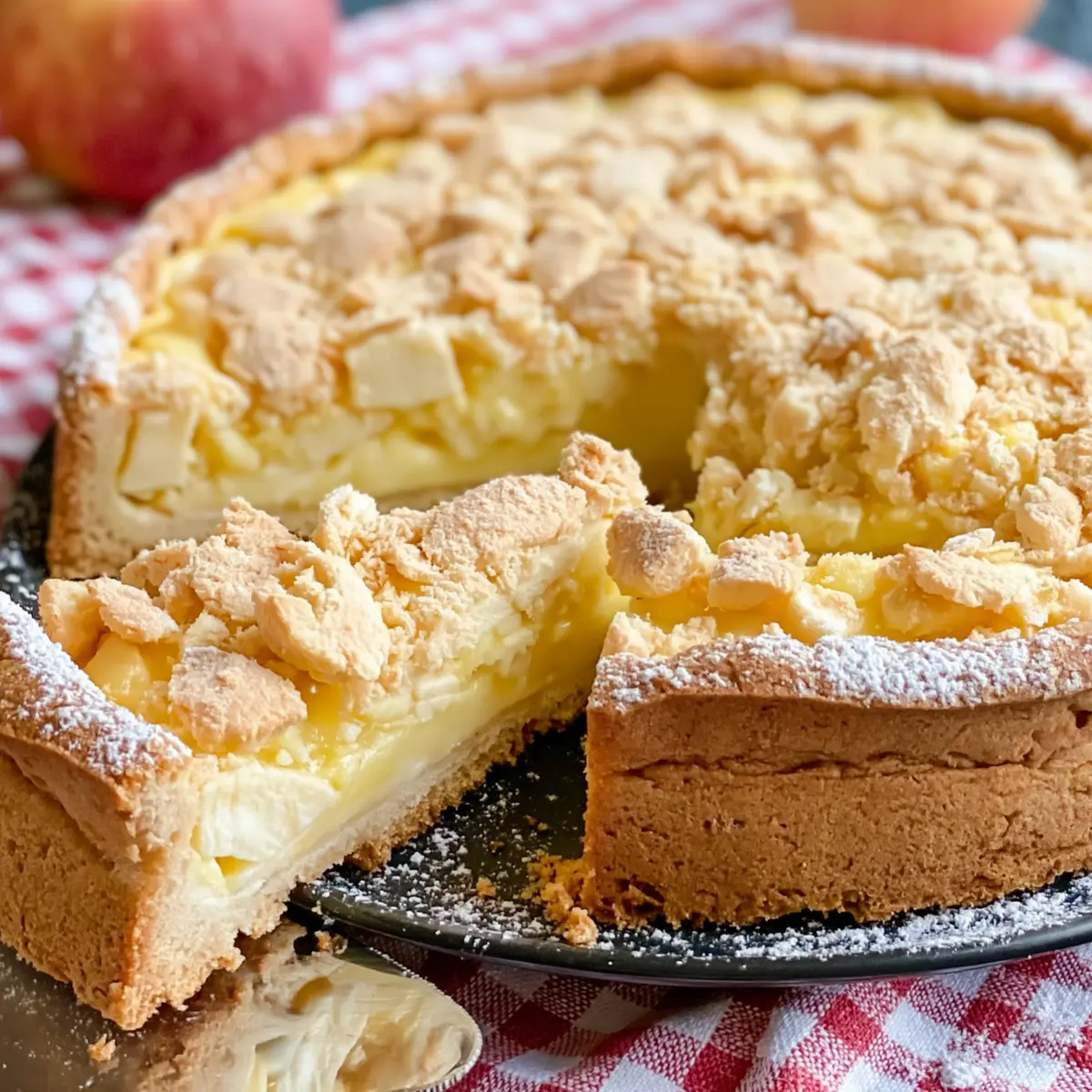 Apfelkuchen mit Pudding