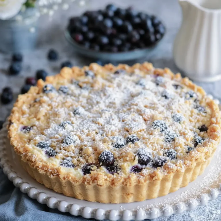 Blaubeer Tarte mit Vanille Schmand und Streuseln