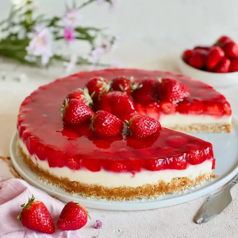 Erdbeerkuchen mit Vanillepudding ohne Backen