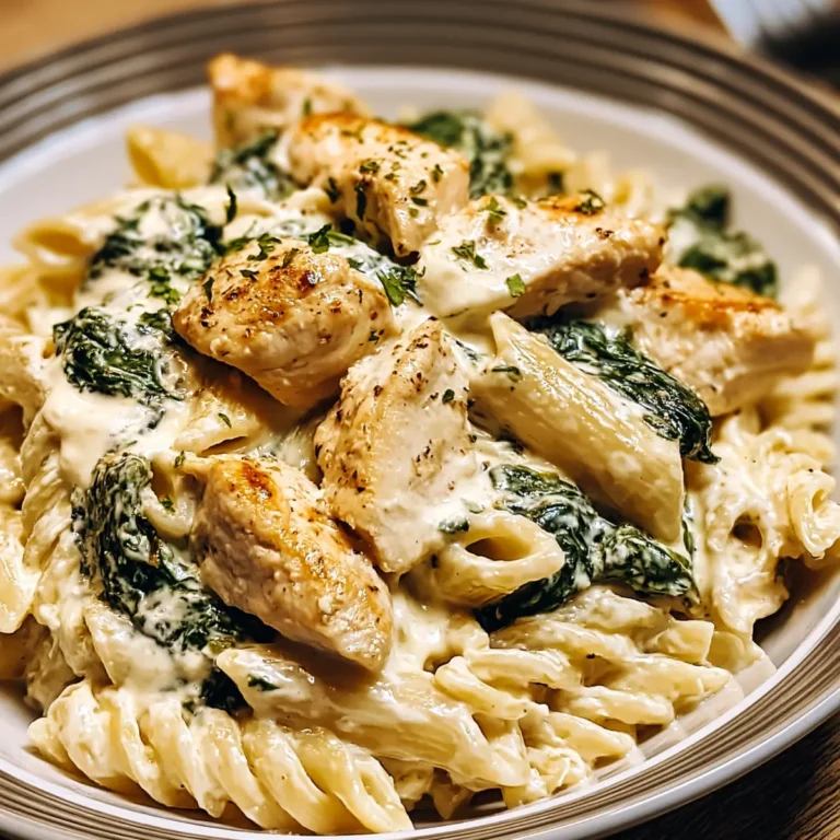 Frischkäse Spinat Hähnchen Pasta