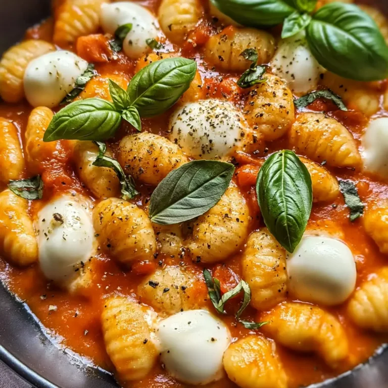 Gnocchi Pfanne mit Tomate, Mozzarella und Basilikum