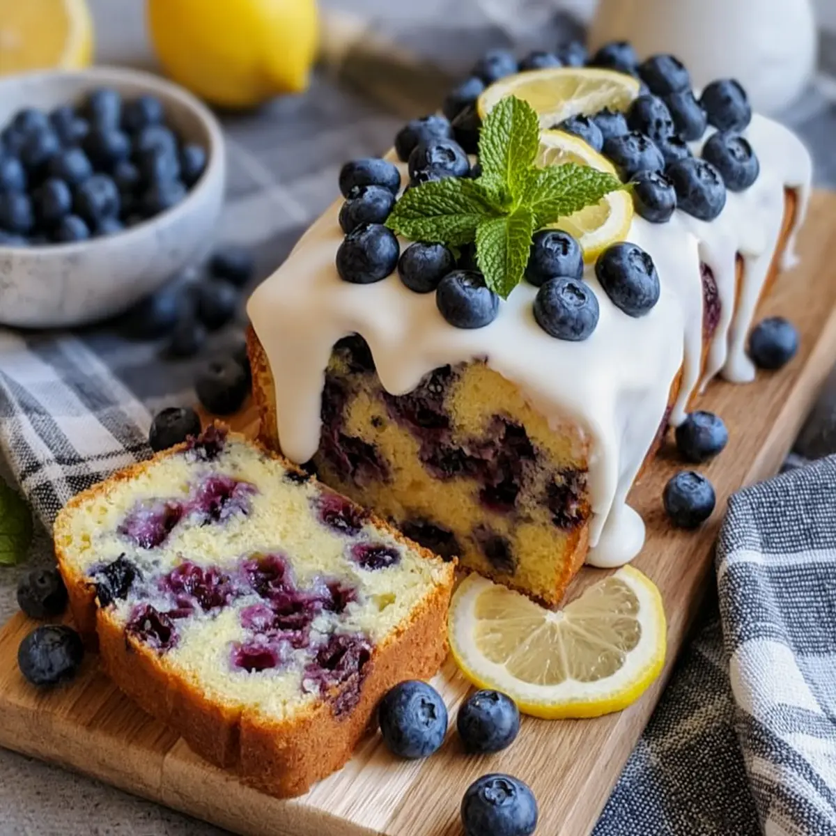Joghurtkuchen mit Blaubeeren und Zitrone