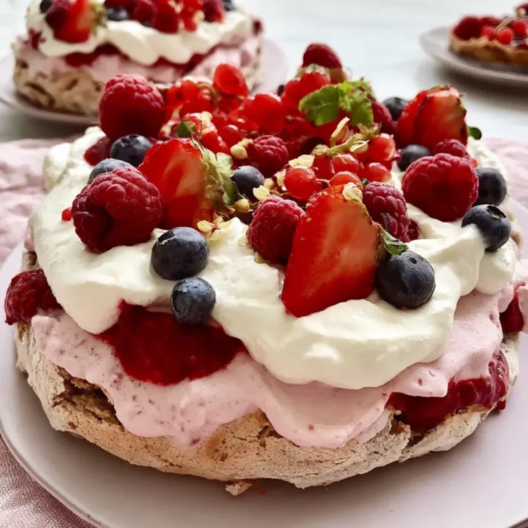 Nusskuchen mit Beerenschaum