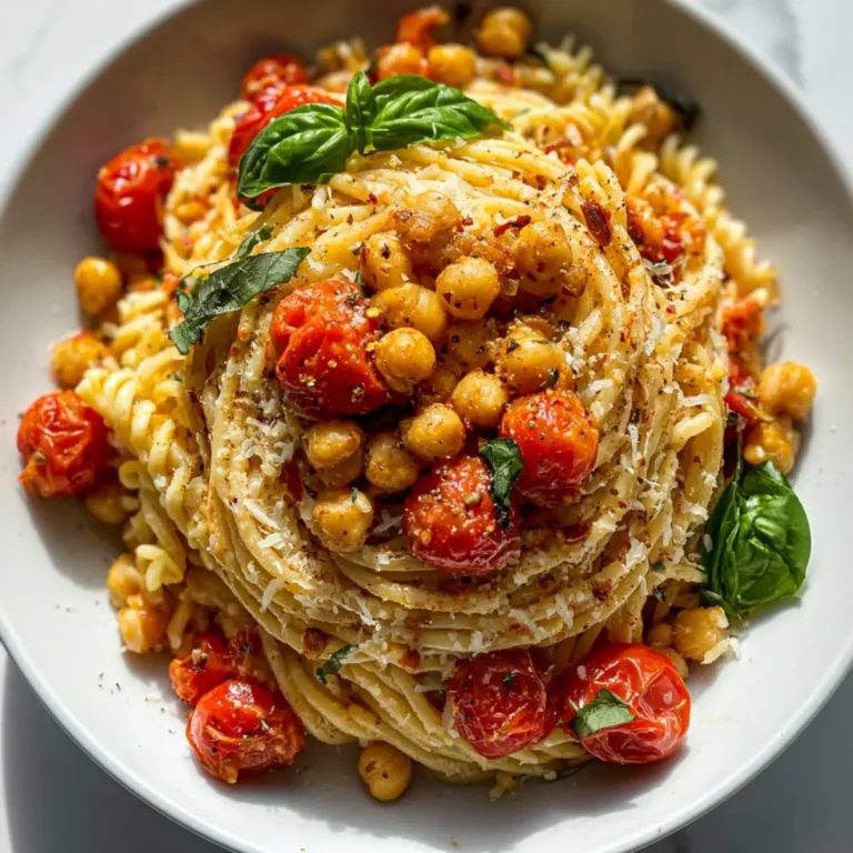 One Pot Protein Pasta mit Tomaten & Kichererbsen