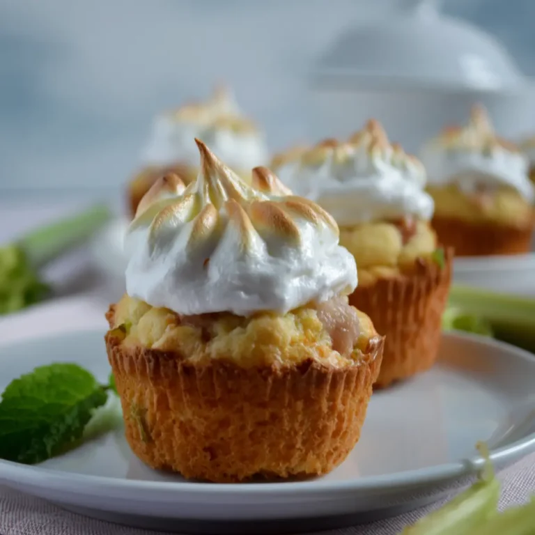 Rhabarber Muffins mit Baiser Haube