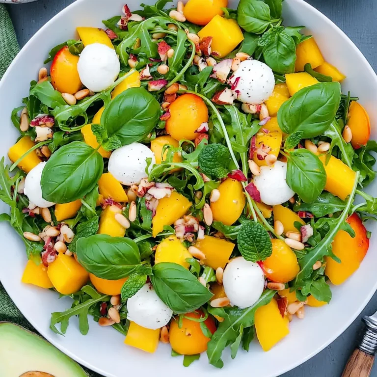 Rucola Mango Salat mit Pinienkernen