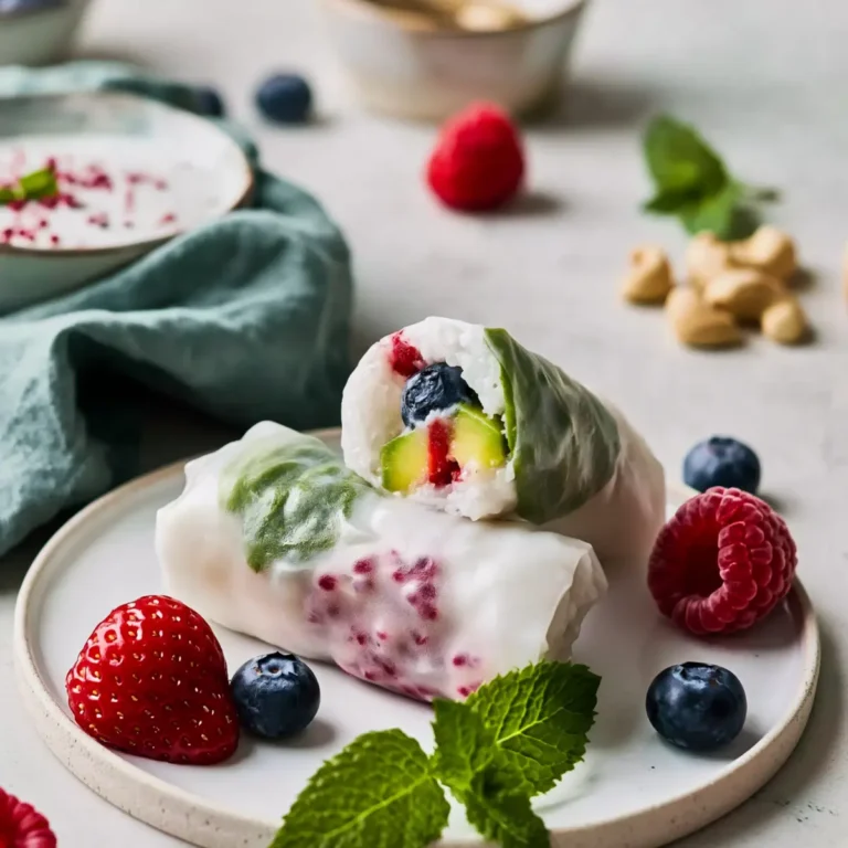 Vegane süße Sommerrollen mit Kokosreis
