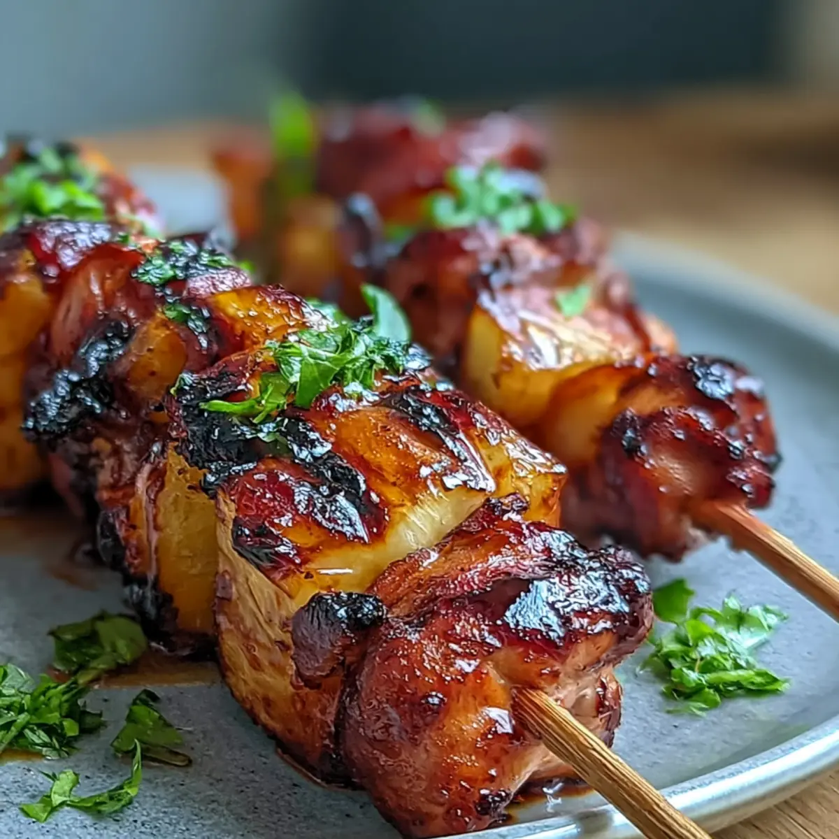 BBQ Huhn Ananas Spieße