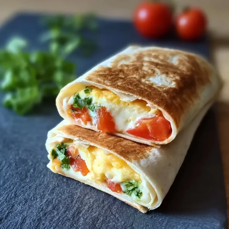 Frühstückswrap mit Ei, Käse und Tomaten