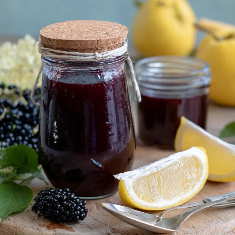 Holunderbeerengelee mit Apfelsaft und Zitrone