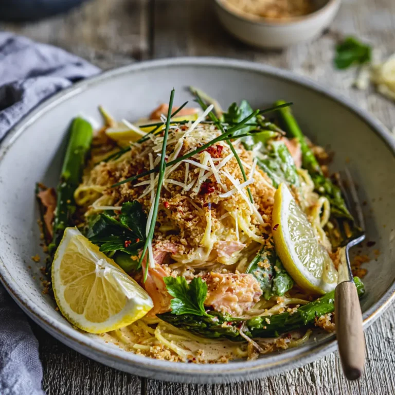 Lachs Pasta mit Pangrattato