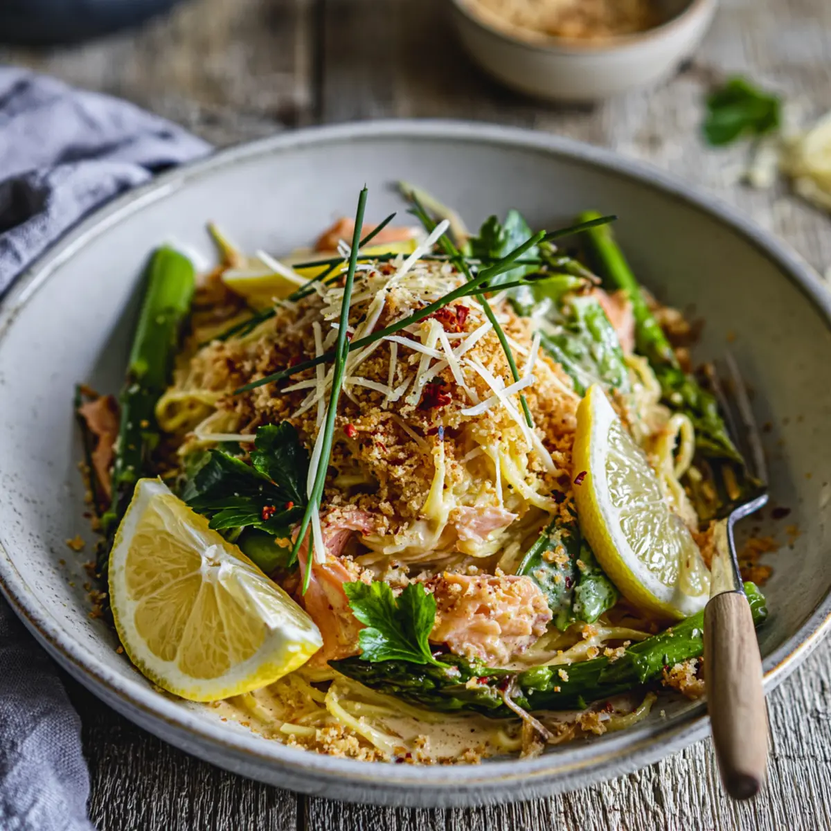 Lachs Pasta mit Pangrattato
