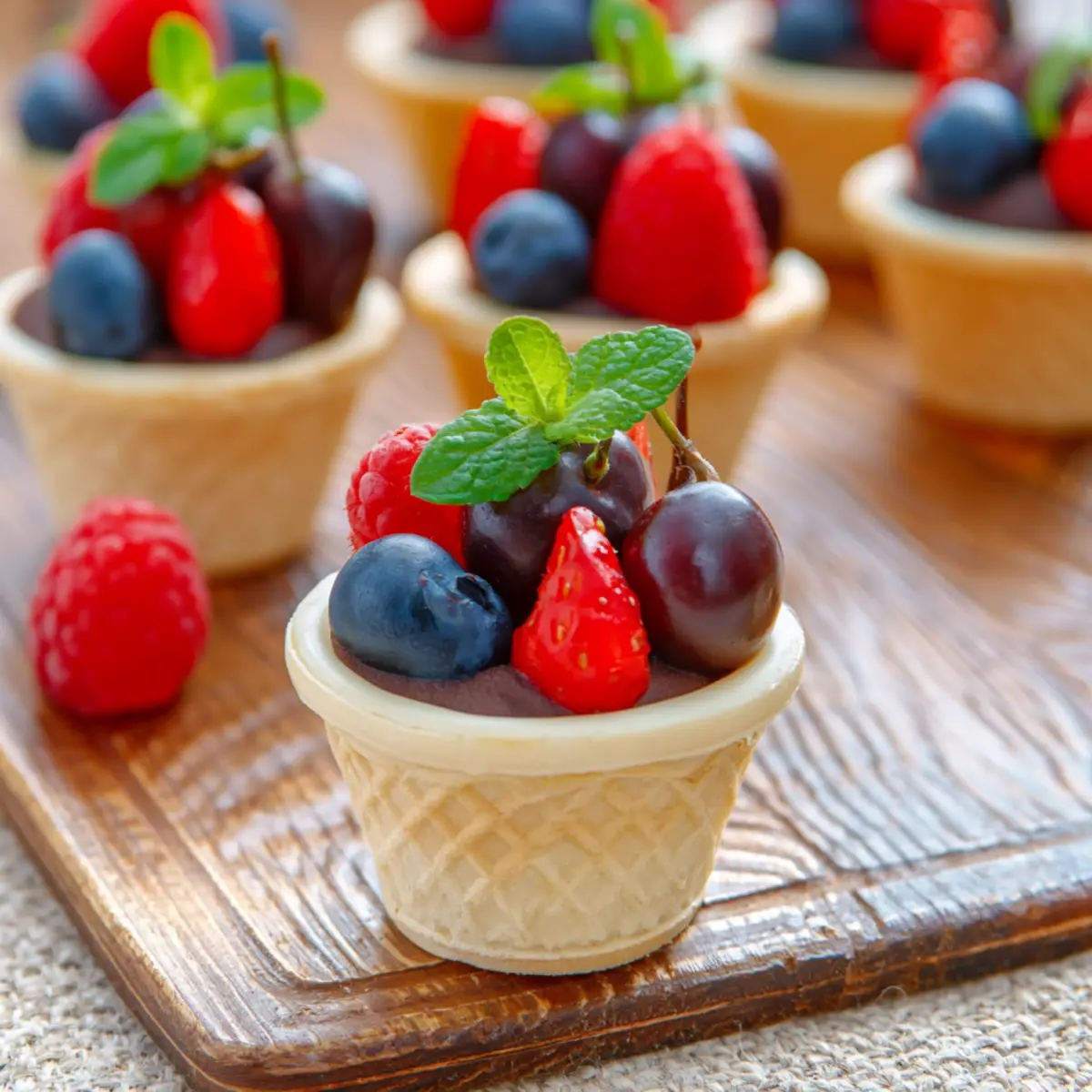 Obst im Waffelbecher