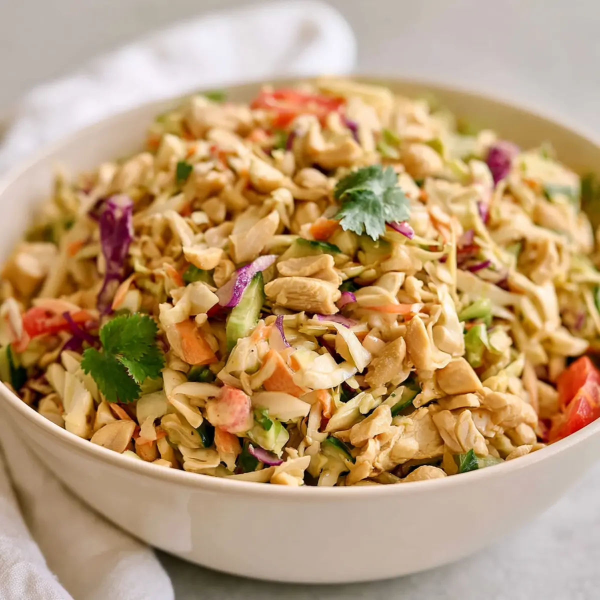 Thai Hähnchen Crunch Slaw Salat mit Erdnuss
