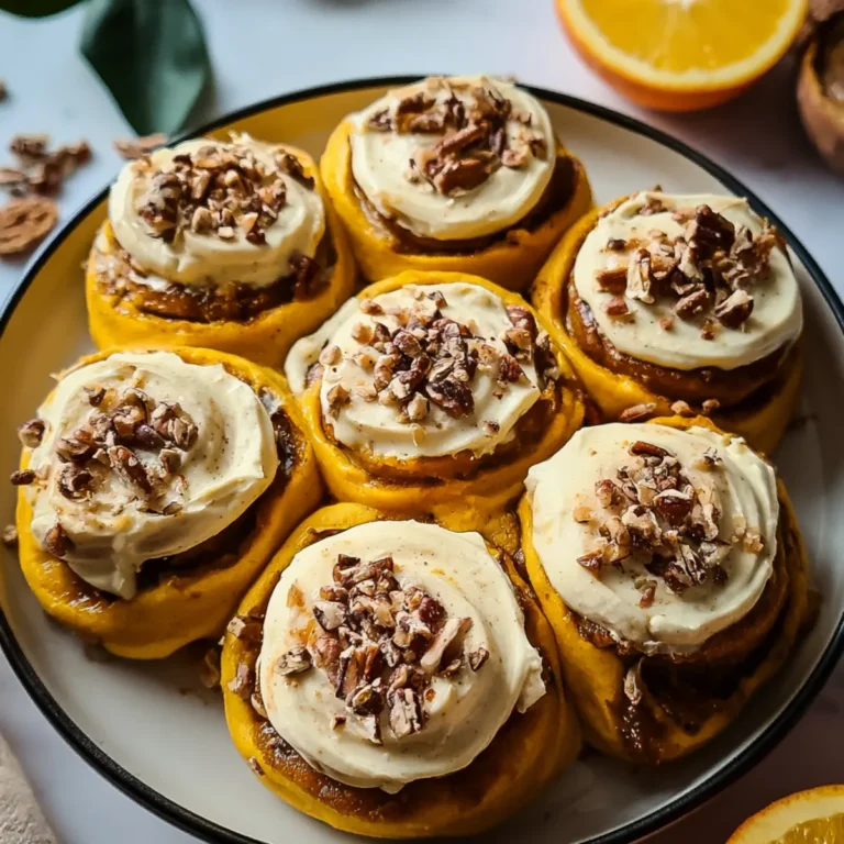 Vegane Kürbisschnecken mit Orangen-Buttercreme und Pekannüssen