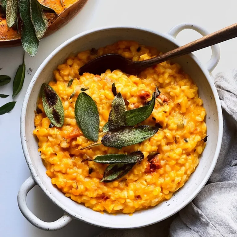 Veganes Kürbis-Orzotto mit knusprigem Salbei