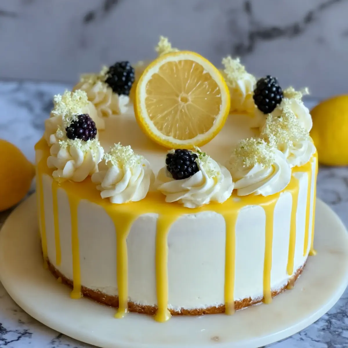 Zitronen Holunderblüten Kuchen