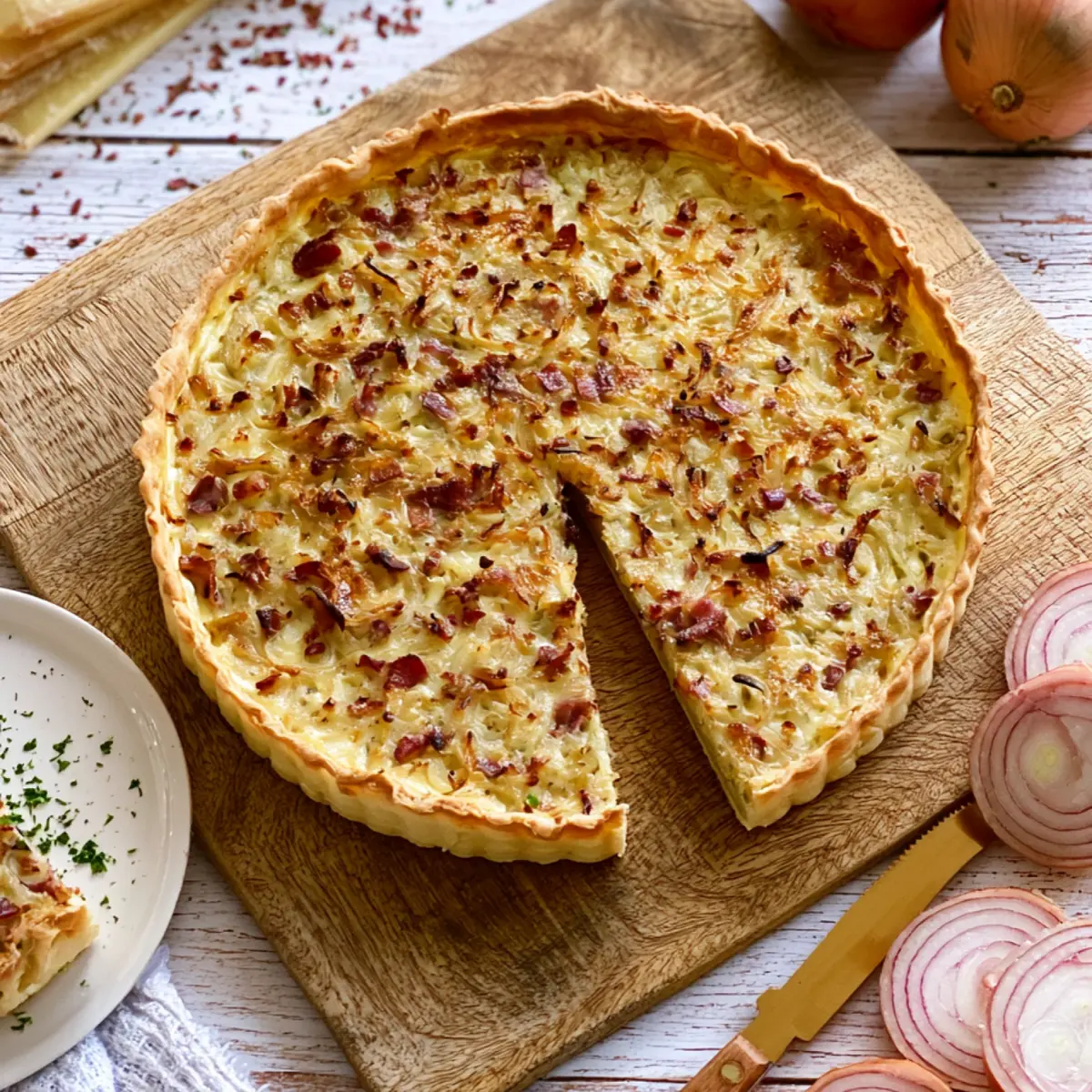 Zwiebelkuchen mit Mürbeteig