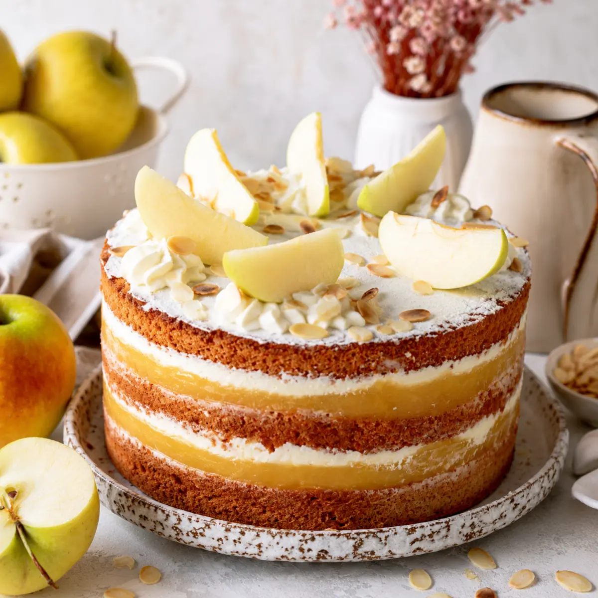 Apfelmus-Torte mit Mandeln