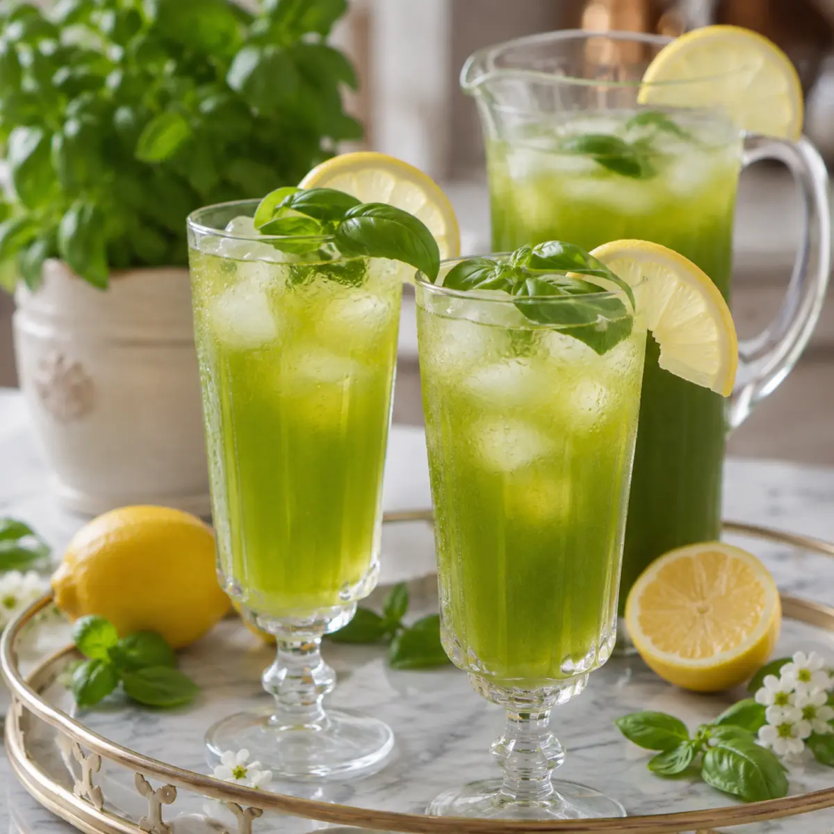Basilikum-Limonade ohne Zucker