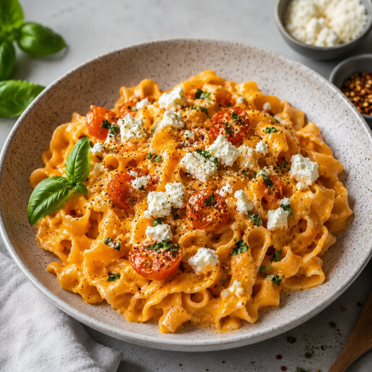 Cremige Kürbis Pasta mit Feta